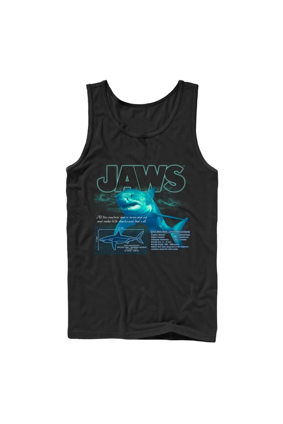 Men's Jaws Shark Blueprint  Tank Top