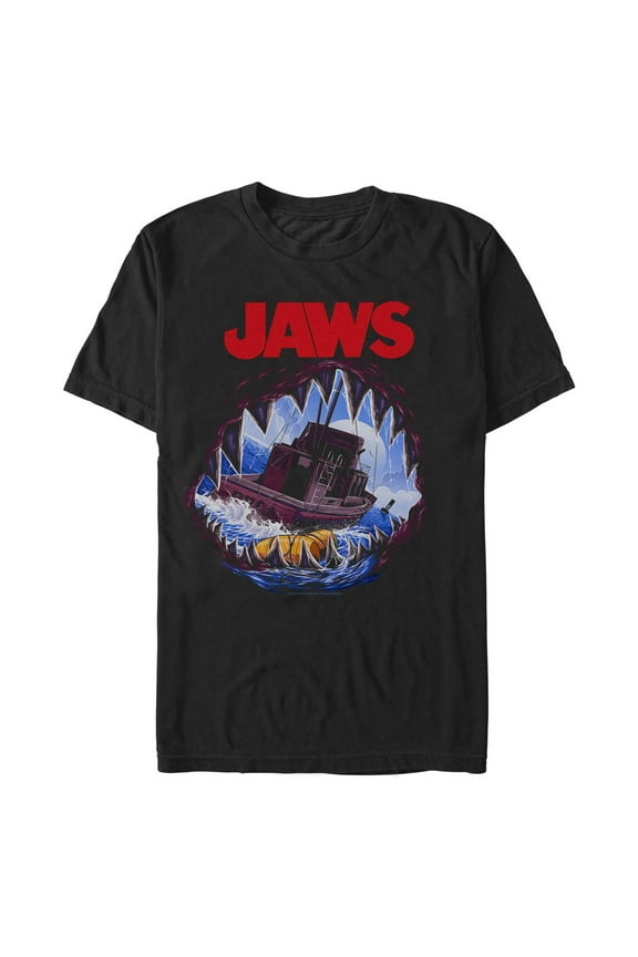 Men's Jaws Shark Teeth Boat  Graphic T-Shirt