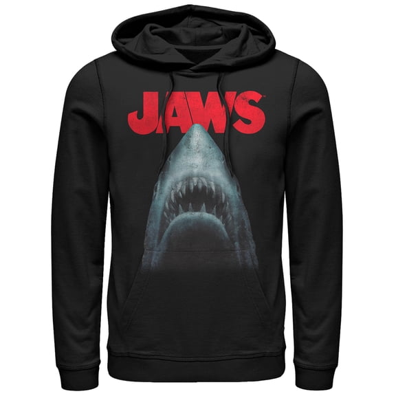 Men's Jaws Shark Teeth Poster  Pull Over Hoodie Black Large