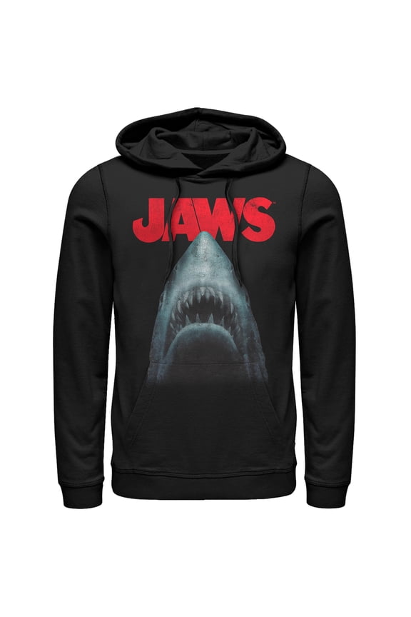 Men's Jaws Shark Teeth Poster Pull Over Hoodie Black Small
