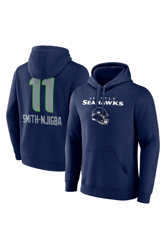 Men's Jaxon Smith-Njigba College Navy Seattle Seahawks Team Wordmark Player Name & Number Pullover Hoodie