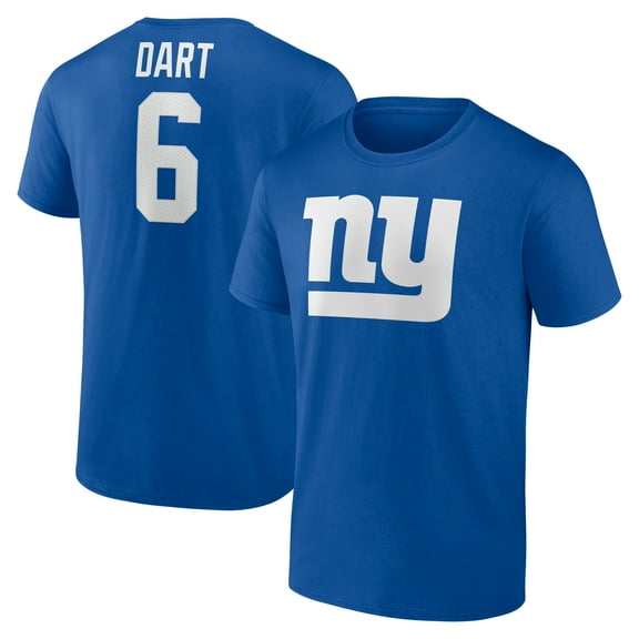 Men's Jaxson Dart Royal New York Giants Icon Player Name & Number T-Shirt
