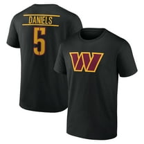 Men's Jayden Daniels Black Washington Commanders Icon Name & Number T-Shirt