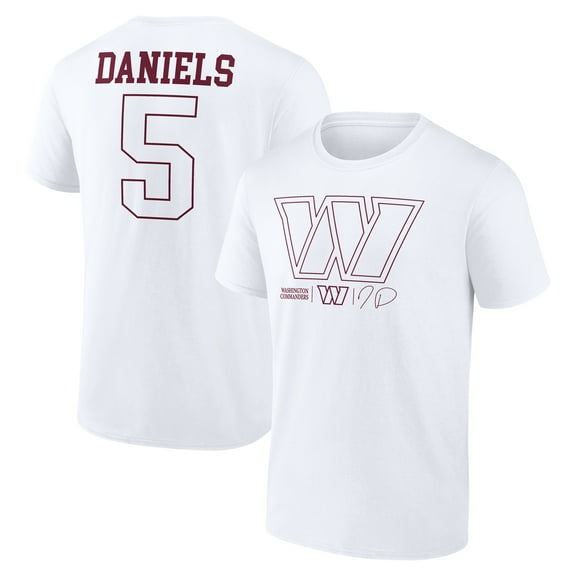 Men's Jayden Daniels White Washington Commanders Tonal Name & Number T-Shirt