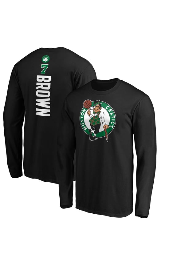 Men's Jaylen Brown Black Boston Celtics Playmaker Name & Number Long Sleeve T-Shirt