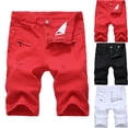 thumbnail image 1 of Men's Jean Shorts Plus Size Ripped Trunks Stretchy Washed Jeans Trunks Cut-Off Classic Fit Biker Jeans Trunks Red Cargo Pocket Pants for Men, 1 of 6