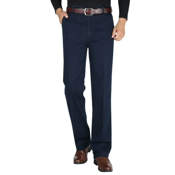 Men's Jeans Casual Dressy High Waist Straight Leg Denim Pants Classic Fit Business Trousers Men Jeans Pants