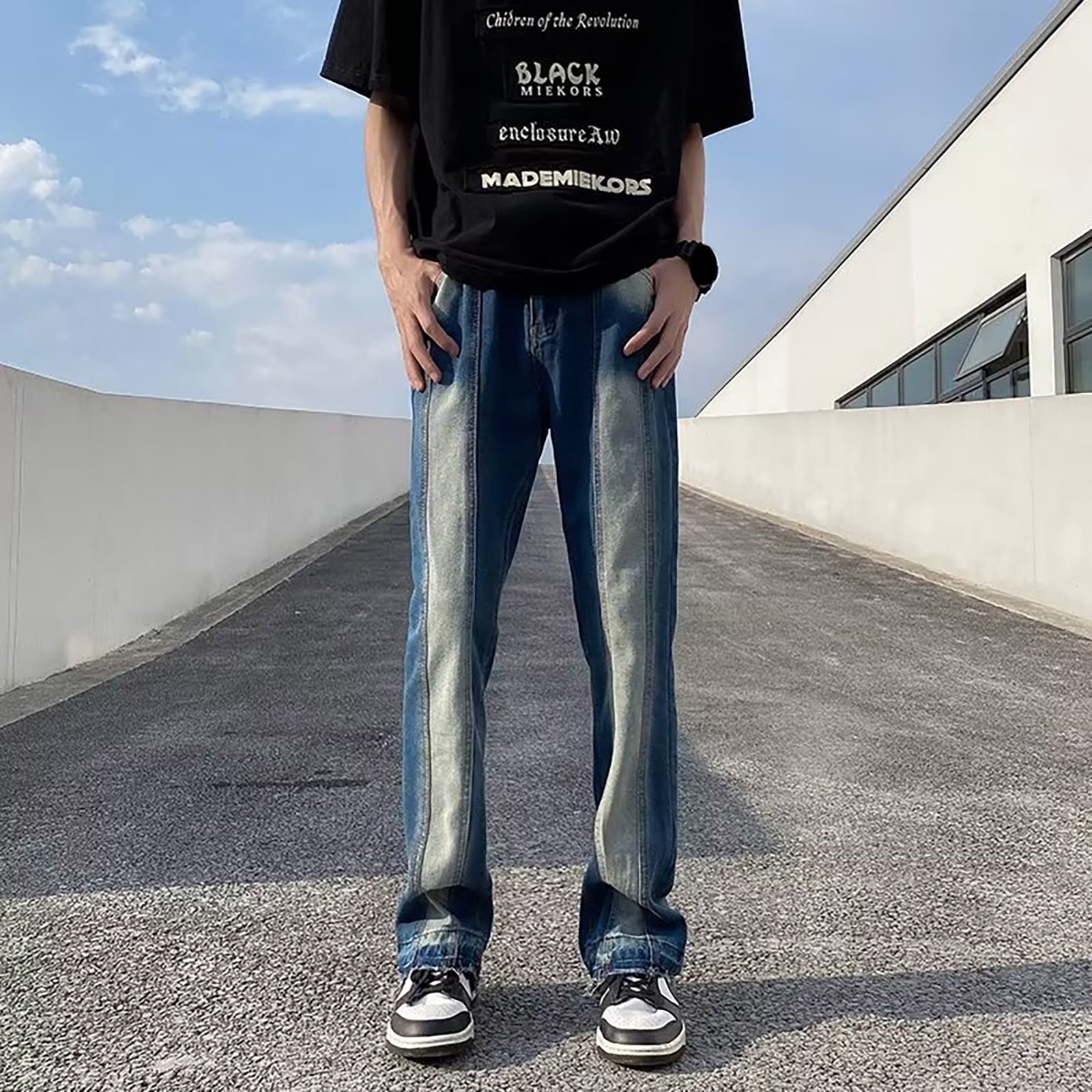 Men's Jeans Comfort Stretch Denim Straight Leg Relaxed Fit Jeans For ...