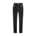 thumbnail image 1 of Men's Jeans with Embroidered Design Elastic Waist Jeans with Pockets Wide Leg Denim Jeans Straight-Fit Stretch Casual Comfortable Baggy Big & Tall Long Trousers Streetwear,Black L, 1 of 5