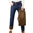 Men's Jeans Male Fleece Warm Lined Winter Straight Leg Denim Thermal