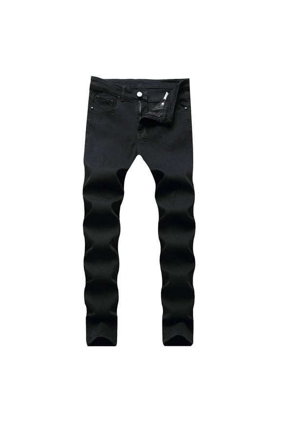 Men's Jeans Male Slim Fit Straight Tube Retro Hip Hop Street Denim Trousers Pants for Men Black 28