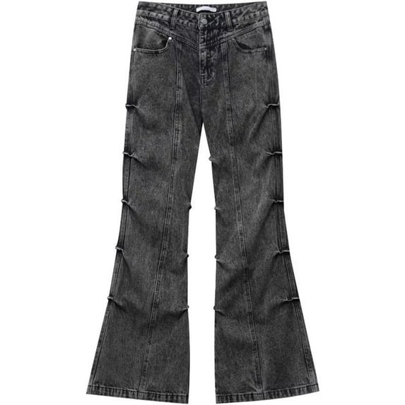 Men's Jeans Male Vintage Fashion Personality Design Sense Flared Denim Pant Pants for Men Black M