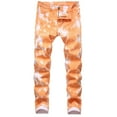 thumbnail image 1 of Men's Jeans Men's Fashion Oversized Ripped Slim Jeans Pants Breathable Denim Trousers Slim Fit Jeans for Men Orange 38, 1 of 4