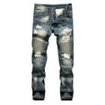 thumbnail image 1 of Men's Jeans New Fashion Have Pockets Button Zipper Personality Denim Trend Jeans, 1 of 9