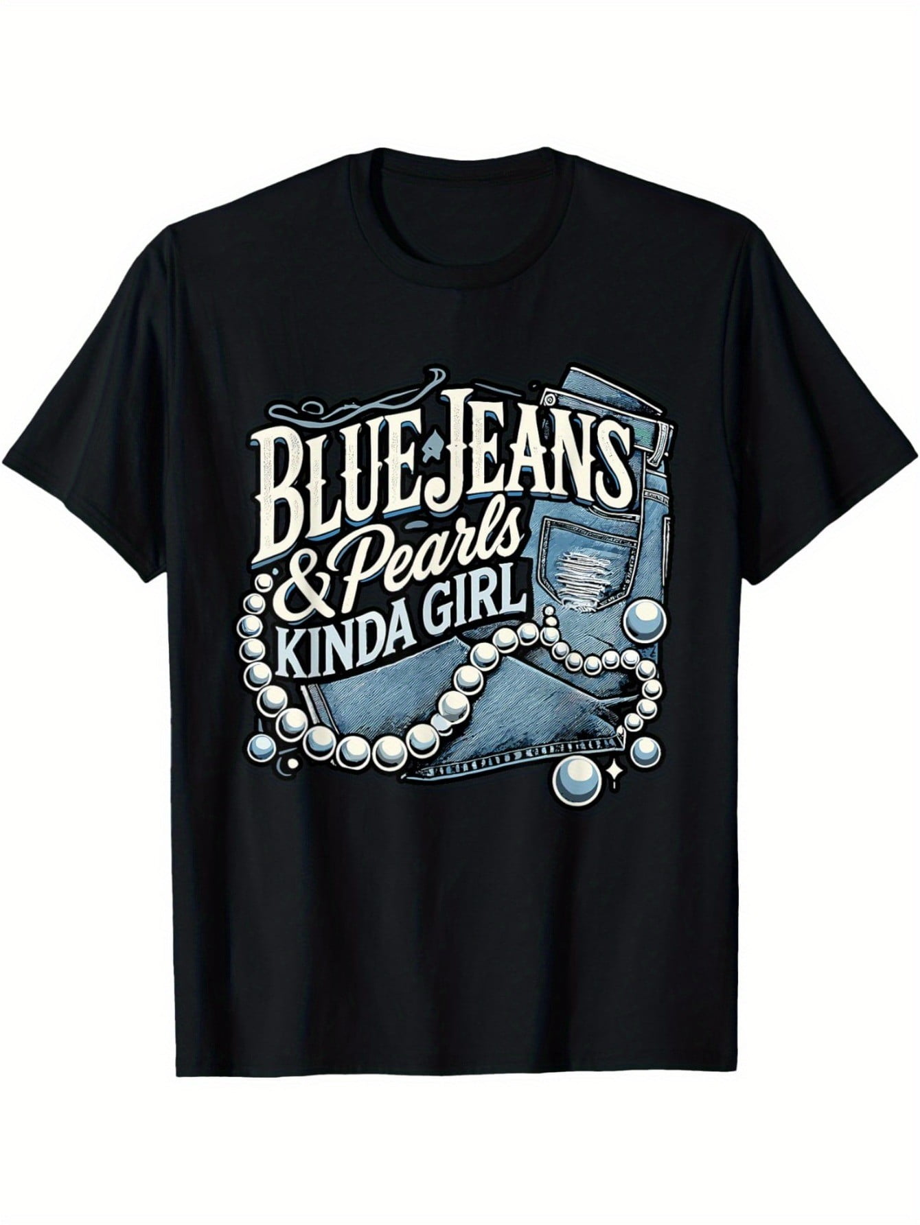 7663 Black Pearl Detailed T-Shirt