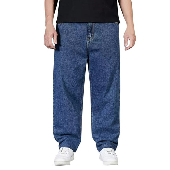 Men's Jeans Plus Size Straight Leg Denim Pants Streetwear Casual Trousers Loose Denim Pant for Men