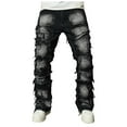thumbnail image 1 of Men's Jeans Ripped Patch Slim Fit Hop Bootcut Trousers Street Style Skinny Distressed Men Pants, 1 of 9