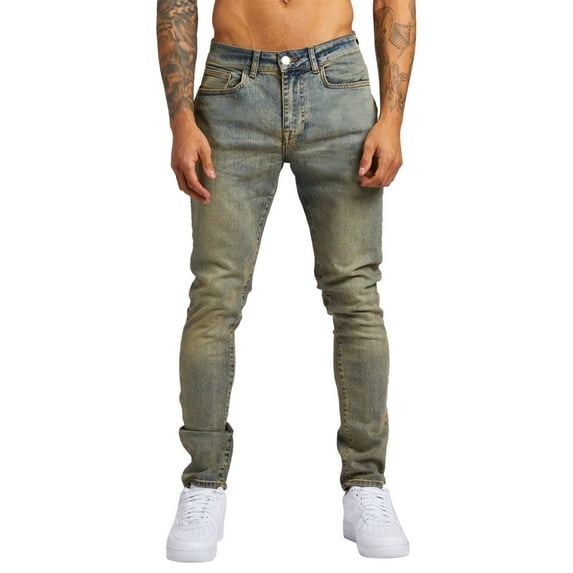 Men's Jeans Slim Fit Stretch Skinny Sport Denim Jeans Comfort Flex Waist Solid Color Street Style Trendy Pants for Men