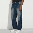 thumbnail image 1 of Men's Jeans Stretch Straight Solid Color Pocket Mid Waist Straight Through Full Length Pants Jeans, 1 of 6