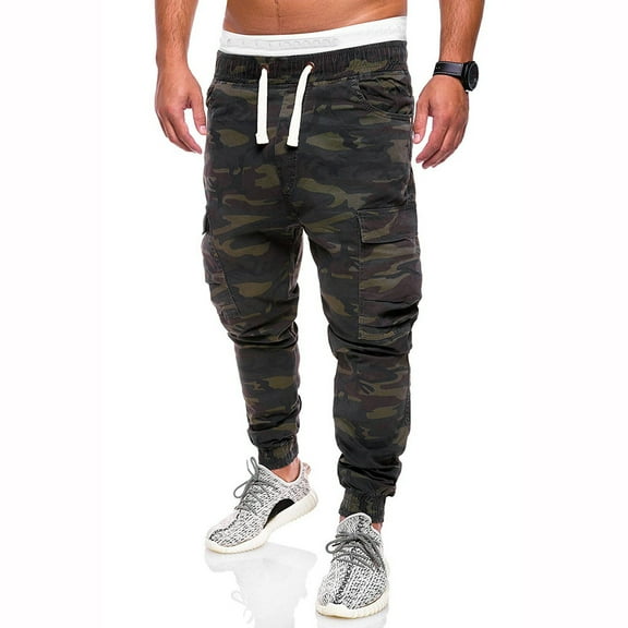 Men's Jeans and Big Men's Loose Fit Jeans Fashion Loose Handsome PocketJeans Pants Tooling Camouflage Pants M-4XL Army Green 4XL Jeans for Men
