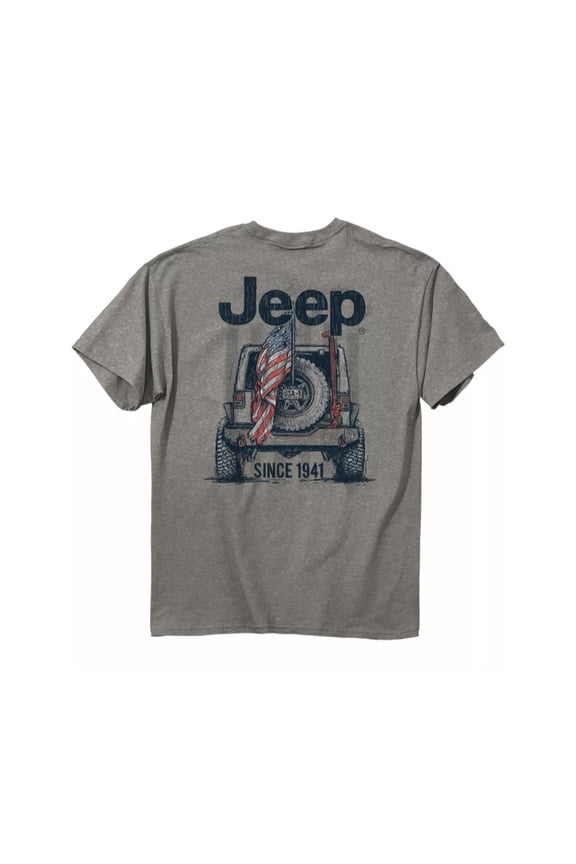 Men's Jeep American Flag Gray Graphic T-Shirt - Medium