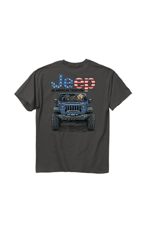 Men's Jeep American Tradition Dogs Gray Graphic T-Shirt - Large