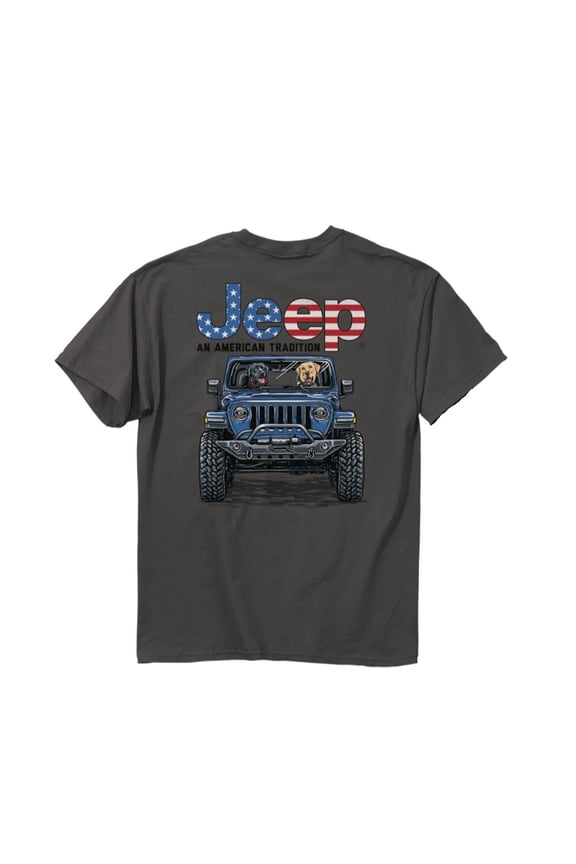 Men's Jeep American Tradition Dogs Gray Graphic T-Shirt - Medium