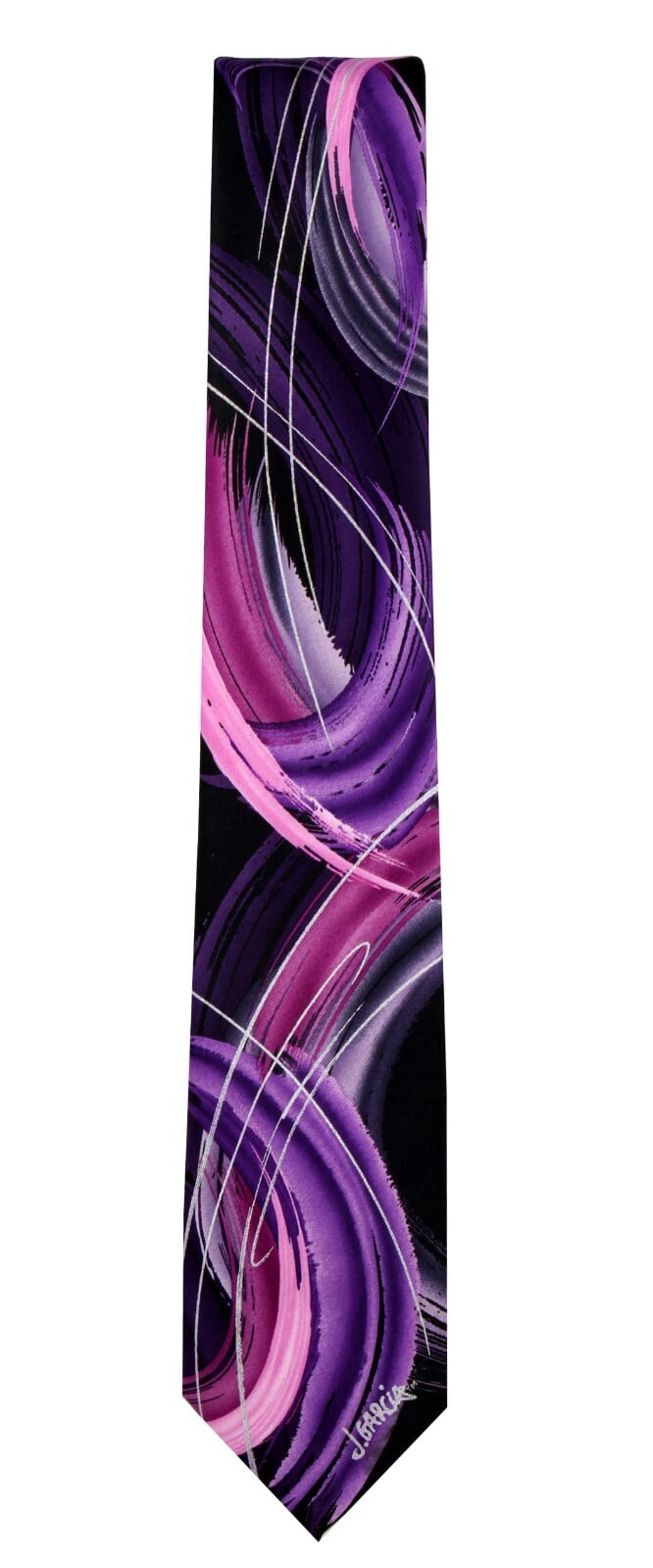 Men's Jerry Garcia Designer Abstract Necktie - Black Pink and Purple - NWT