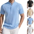 thumbnail image 1 of Men's Jersey Henley Short Sleeve Shirt Moisture Wicking Lightweight Cotton T-Shirts Casual Summer Basic Tee Shirt Size 3XL White, 1 of 8