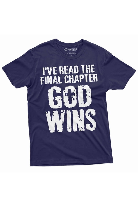 Men's Jesus Christ T-shirt Bible Verse Church Religion Christian Tee Christmas Gift God Wins shirt (3X-Large Navy Blue)