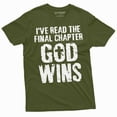 thumbnail image 1 of Men's Jesus Christ T-shirt Bible Verse Church Religion Christian Tee Christmas Gift God Wins shirt (Large Military Green), 1 of 7