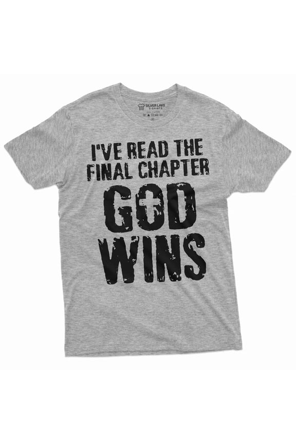 Men's Jesus Christ T-shirt Bible Verse Church Religion Christian Tee Christmas Gift God Wins shirt (Medium Grey)