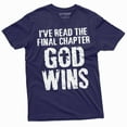 thumbnail image 1 of Men's Jesus Christ T-shirt Bible Verse Church Religion Christian Tee Christmas Gift God Wins shirt (Medium Navy Blue), 1 of 7