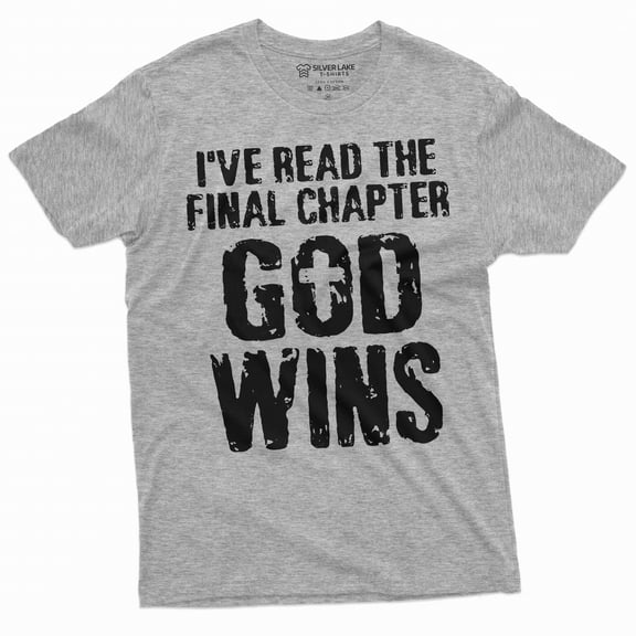 Men's Jesus Christ T-shirt Bible Verse Church Religion Christian Tee Christmas Gift God Wins shirt (Small Grey)