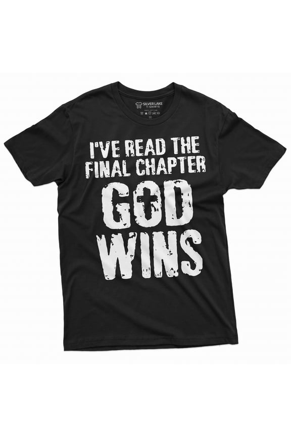 Men's Jesus Christ T-shirt Bible Verse Church Religion Christian Tee Christmas Gift God Wins shirt (X-Large Black)