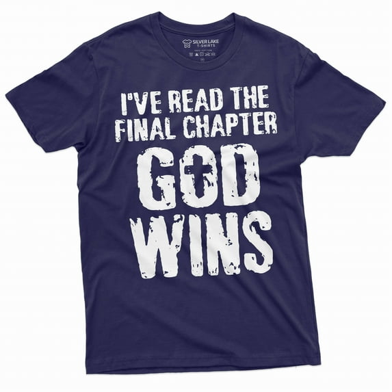 Men's Jesus Christ T-shirt Bible Verse Church Religion Christian Tee Christmas Gift God Wins shirt (X-Large Navy Blue)