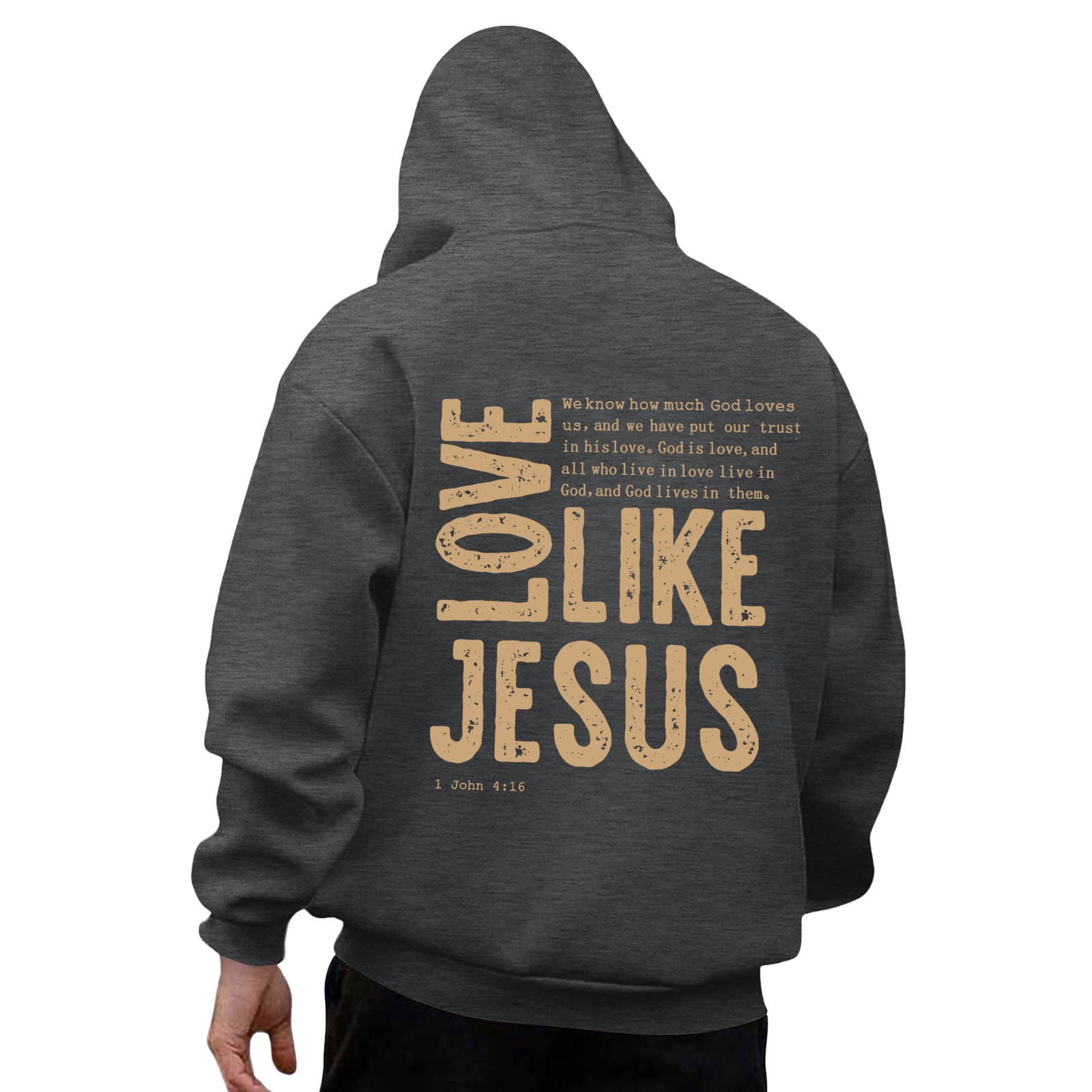 Men's Jesus Hoodie Fall Retro Letter Print Drop Shoulder Long Sleeve ...