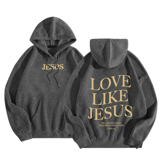 Men's Jesus Hoodie Loose Fit Letter Print Hooded Sweatshirt Long Sleeve Casual Streetwear Men's Hoodies