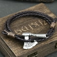 thumbnail image 1 of Men's Jewelery Ax Wrap Anchor Viking Leather Bracelet, 1 of 2