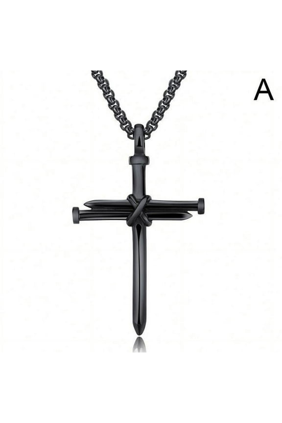 Men's Jewelry Stainless Steel Nail and Rope Cross Pendant Necklace Newest