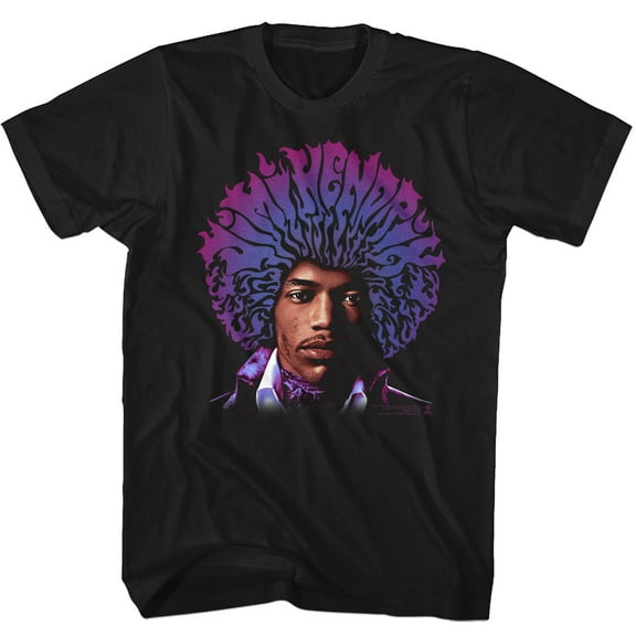 Jimi Hendrix Purple Haze Afro Men's T Shirt (Black, AdultL)