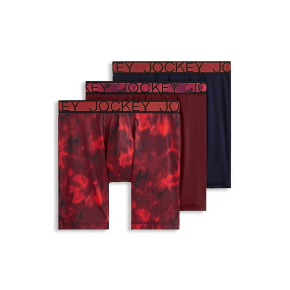Jockey Men's Active Microfiber 9" Long Leg Boxer Brief - 3 Pack