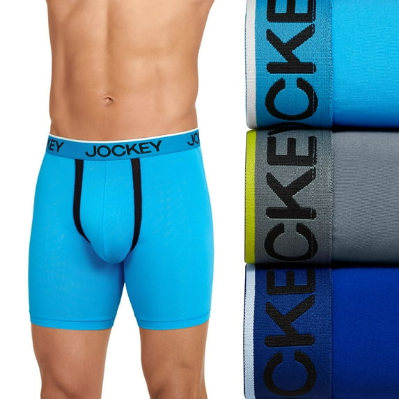 Men's Jockey 3-Pack Chafe Proof Pouch Microfiber 5" Boxer Briefs Color: 401blue Size: S