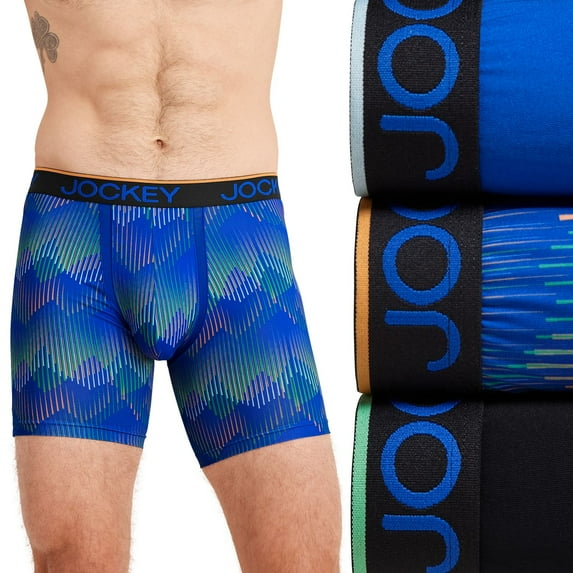 Men's Jockey 3-Pack Chafe Proof Pouch Microfiber 6" Boxer Brief Color: Pinnacles Black Size: S