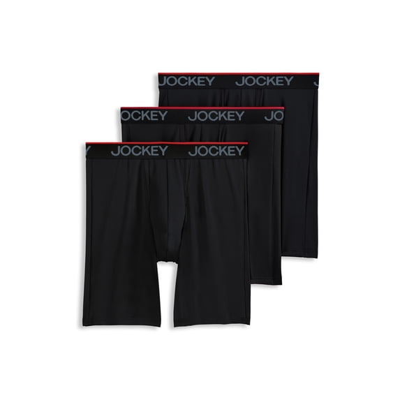 Jockey Men's Chafe Proof Pouch Microfiber 8.5" Long Leg Boxer Brief - 3 Pack
