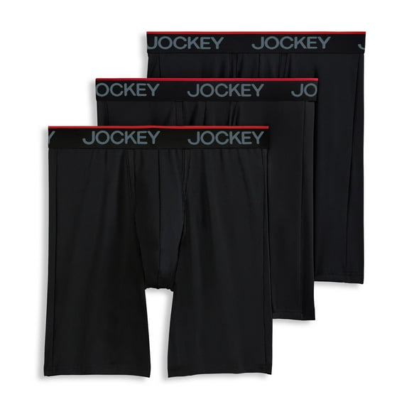 Jockey Men's Chafe Proof Pouch Microfiber 8.5" Long Leg Boxer Brief - 3 Pack
