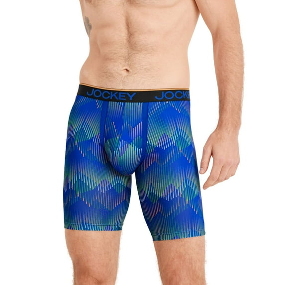 Men's Jockey 3-Pack Chafe-Proof Pouch Microfiber 8.5" Long Leg Boxer Briefs Color: Pinnacles Black Size: L