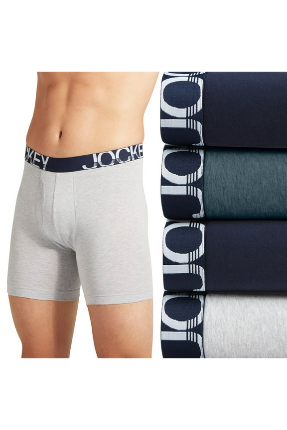 Men's Jockey® 3-pack ActiveStretch™ Long Leg Briefs Color: True Navy Gray Heather Size: M