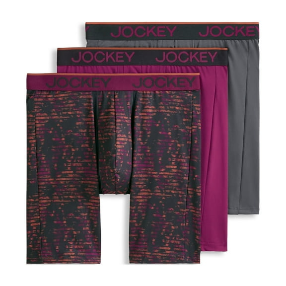 Jockey Men's Chafe Proof Pouch Microfiber 8.5" Long Leg Boxer Brief - 3 Pack