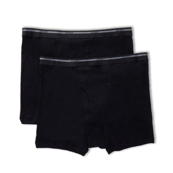 Men's Jockey 9978 Big Man Cotton Full Rise Boxer Briefs - 2 Pack (Black 5XL)